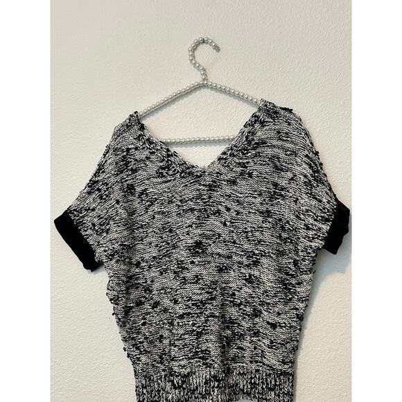 Lafayette 148 Size Medium Knitted Top White Black Dolman Sleeve Cotton Shirt - Picture 14 of 16